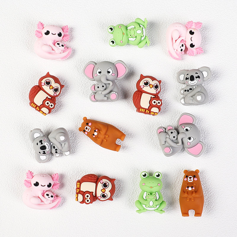 20Pcs Silicone 3D Focal Beads Mother Animals Holding Baby Detail 4