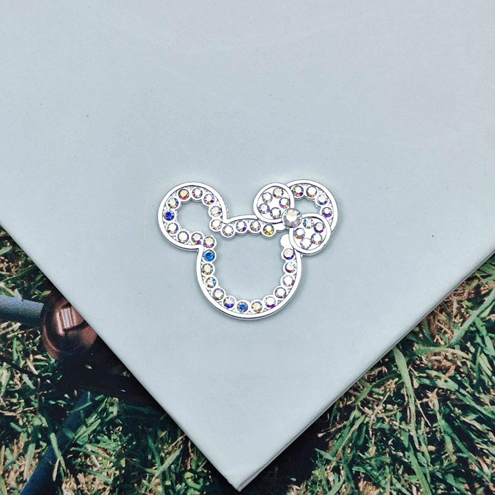 10Pcs 32x25mm Cute Hollow Rhinestone Mickey Head Alloy Beads 5