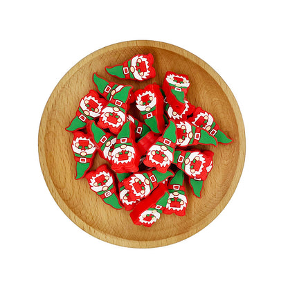 20pcs Silicone Focal Beads Christmas Gnome Holding Gift 2