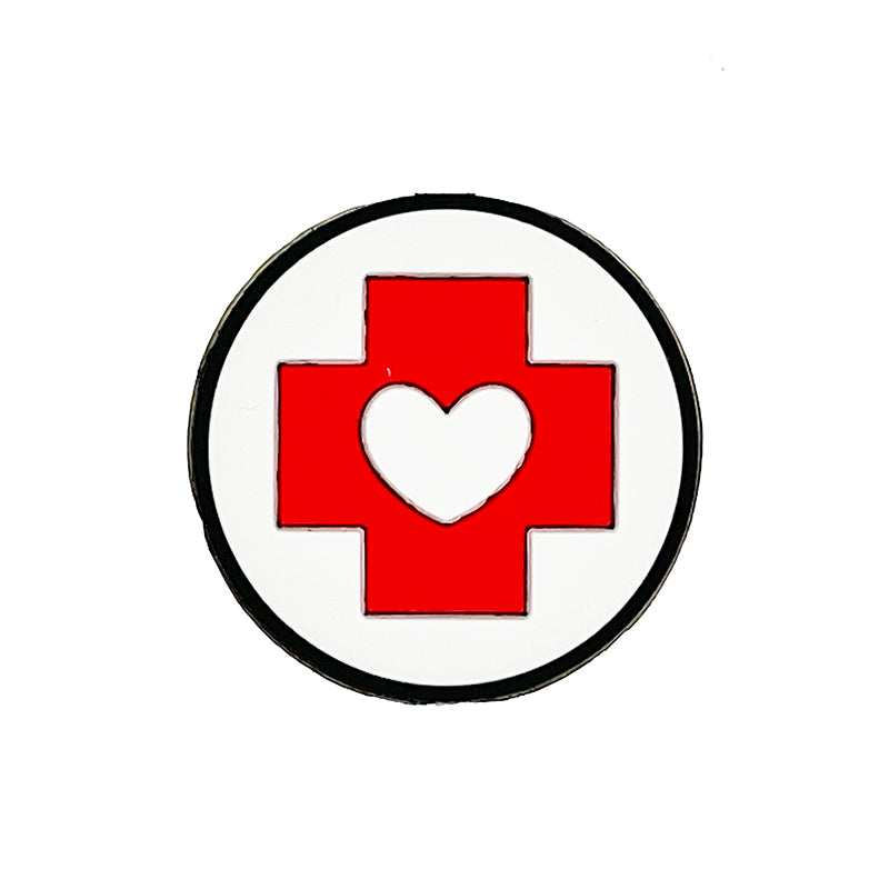 20pcs Silicone Focal Beads Nurse Symbol Red Cross with White Heart Button
