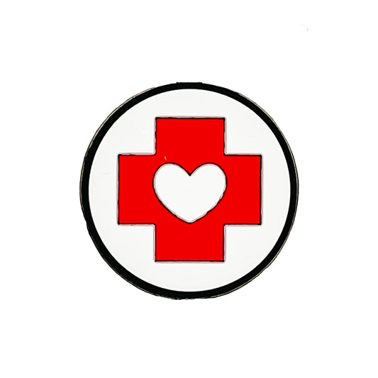 20pcs Silicone Focal Beads Nurse Symbol Red Cross with White Heart Button
