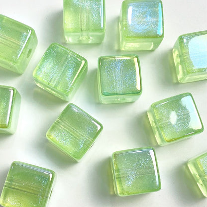 50pcs 14mm Colorful UV Finish Cube Acrylic Beads Jewelry Making 11