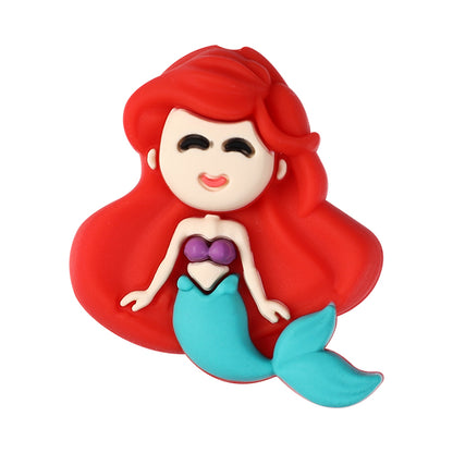Silicone 3D Focal Beads Princess Girl Round Smiling Face 14