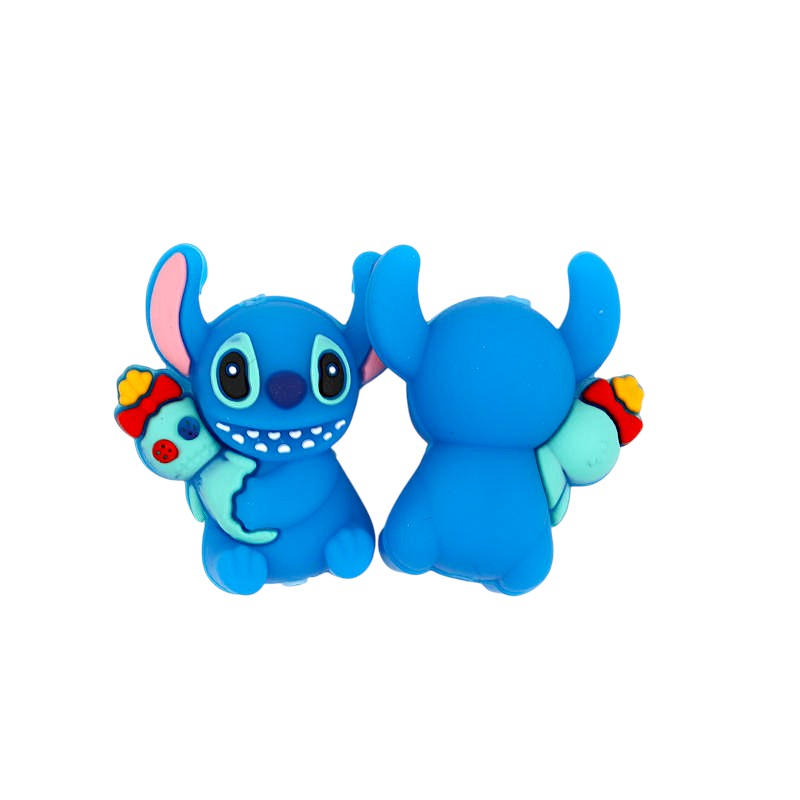 20pcs Silicone 3D Focal Beads Blue Alien Character Large Ears Holding Ghost Doll