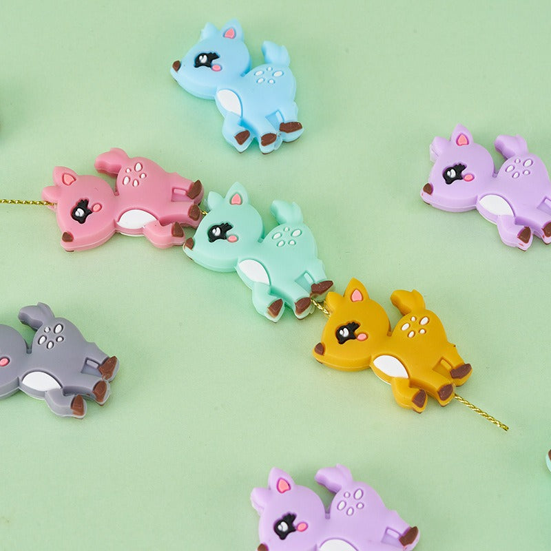 10pcs Silicone Focal Beads Deer Cartoon Cute Side Profile 4