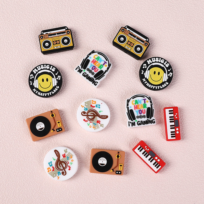 Silicone Focal Beads Music Themed Instrument Variety Set