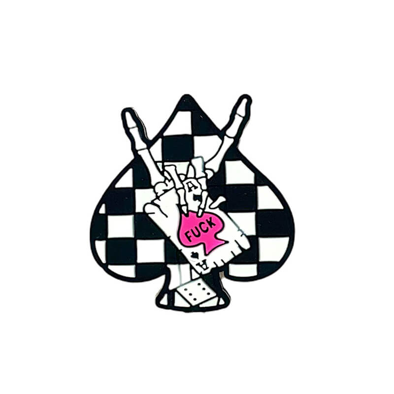 Silicone Focal Beads Checkered Ace Of Spades Hand Gesture Holding Card 3