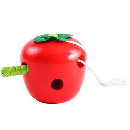 Wooden Montessori Toys Apple Threading Toy for Toddlers 5
