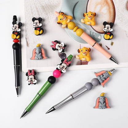 20Pcs Silicone 3D Focal Beads Round Ear Mouse Character Yellow Bear Round Tummy Large Gray Elephant Big Ears 5