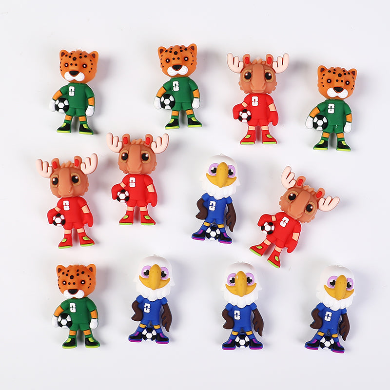 20Pcs Silicone 3D Focal Beads World Cup Mascot Holding Soccer Ball 6