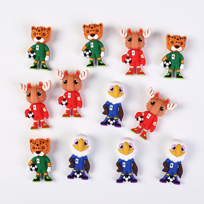 20Pcs Silicone 3D Focal Beads World Cup Mascot Holding Soccer Ball 6