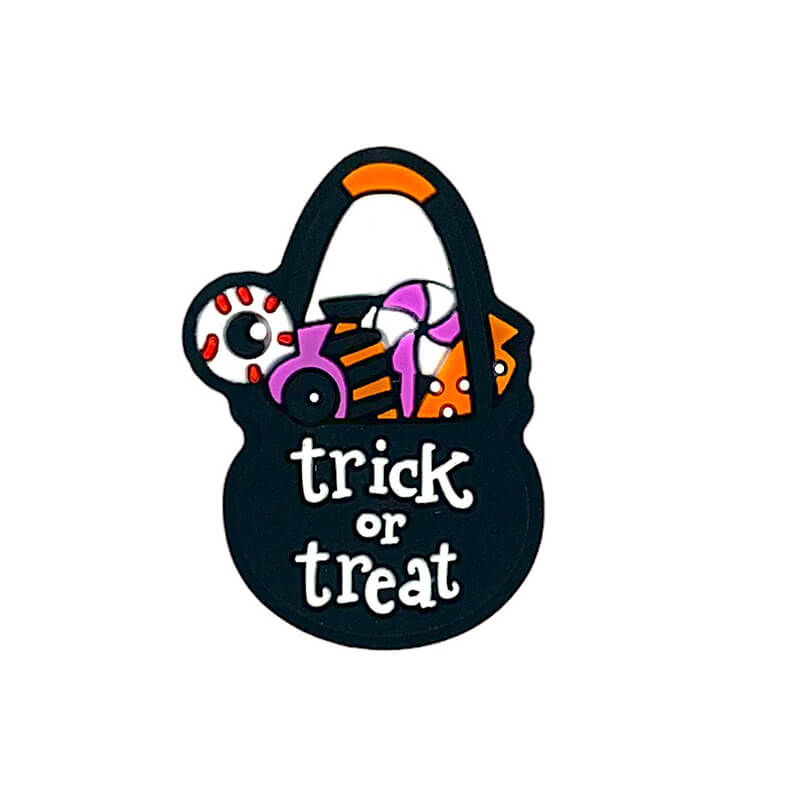Silicone Focal Beads Halloween Candy Bag Trick Or Treat Text Detail