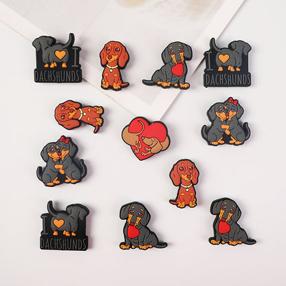 20Pcs Silicone Focal Beads Valentine Sausage Dog Heart Shaped Design 7