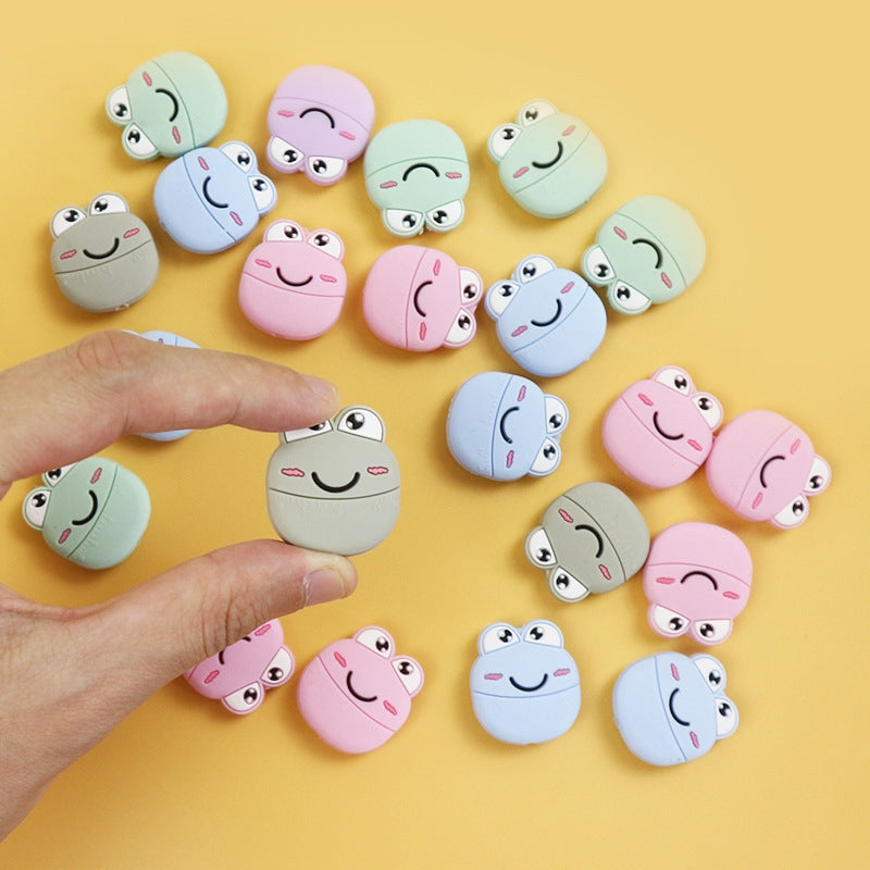 Silicone Focal Beads Cartoon Frog Character Front Facing