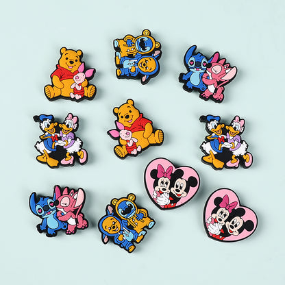 20Pcs Silicone Focal Beads Round Ear Mouse Character with Bow Yellow Bear Round Tummy 4