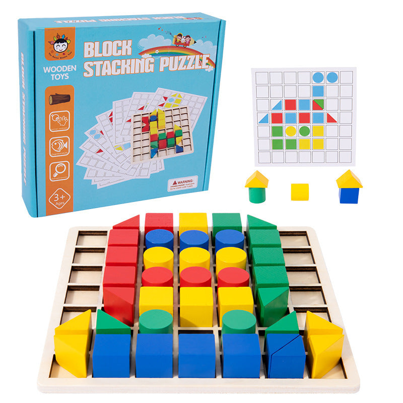 Wooden Building Blocks Puzzle Montessori Toys Educational Toy 2