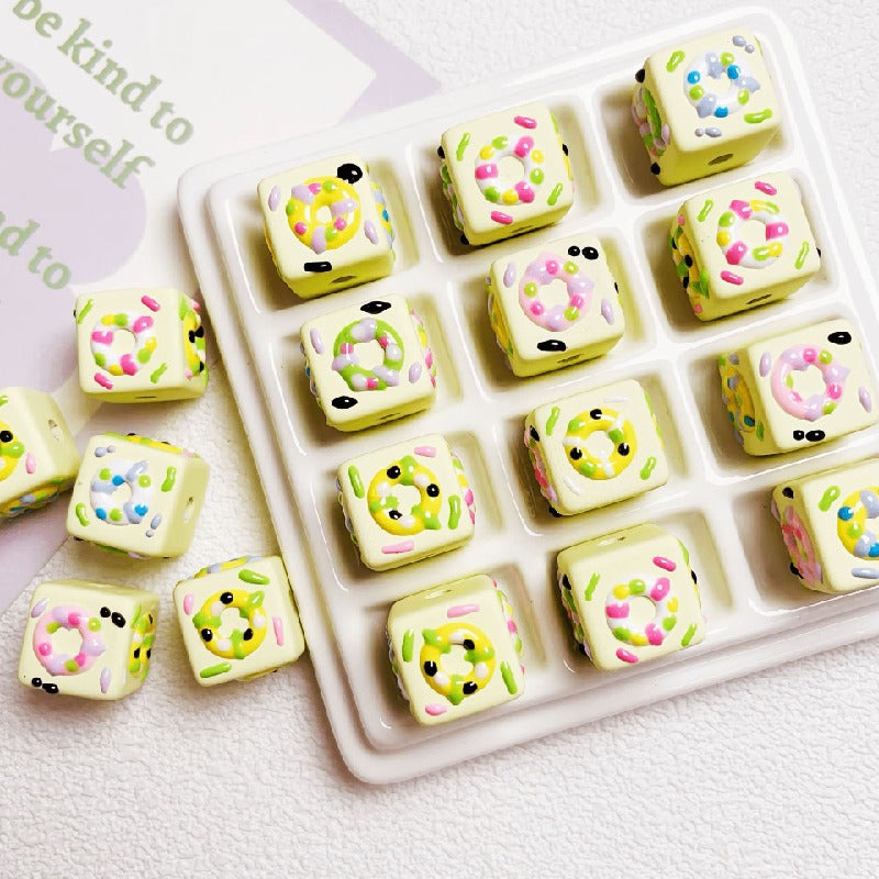 10pcs 16mm Cube Donut Acrylic Beads DIY Bracelet Making 12