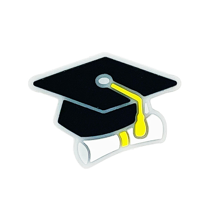 20pcs Silicone Focal Beads Graduation Cap With Diploma Detail