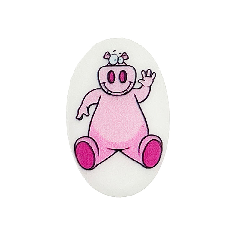 20pcs Silicone Focal Beads Happy Pink Hippo Sitting Pose