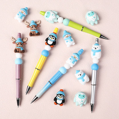 20Pcs Silicone 3D Focal Beads Polar Bear Snow Monster Winter Theme 6