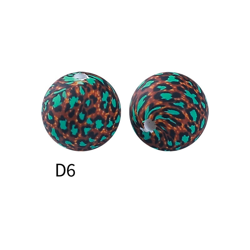 50pcs 15mm Rhombus Printed Silicone Beads Multi Color Design 16