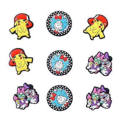 20pcs Silicone Focal Beads Yellow Mouse Round Cheeks Lightning Tail and Blue Hair Wild Character Face