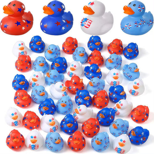 US Independence Day Vinyl Pinch Squeaks Rubber Duck Party Favor 100pcs