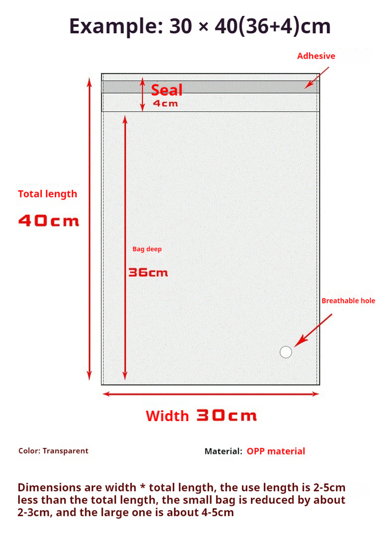 100pcs Transparent Self-Adhesive OPP Bags 15x25cm 2mil-3.5mil Packaging 2