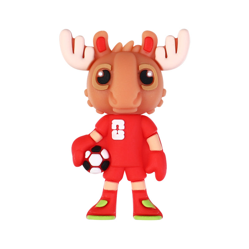 20Pcs Silicone 3D Focal Beads World Cup Mascot Holding Soccer Ball 12