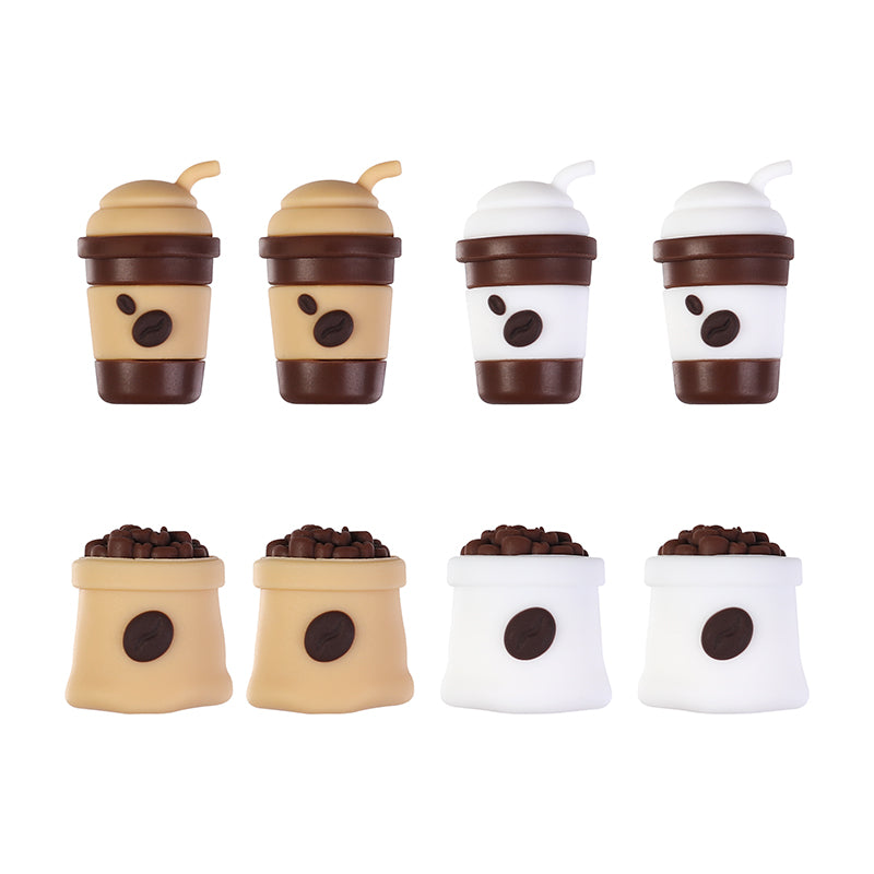 20Pcs Silicone 3D Focal Beads Coffee Cup with Coffee Bean Detail