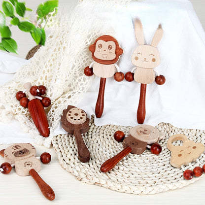Wooden Rattle Drum Handbell Kids Musical Instrument Toy 4
