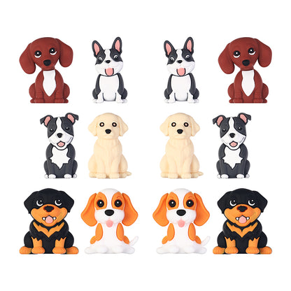 20Pcs Silicone 3D Focal Beads Cute Puppy Sitting Pose 5