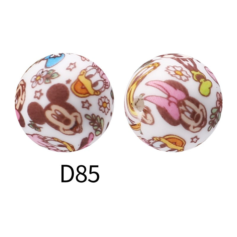 50pcs 15mm Rhombus Printed Silicone Beads Colorful Design 48