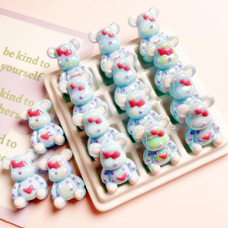 5pcs 22x32mm Light In the Dark Little Bear Acrylic Beads Glow in Dark 9