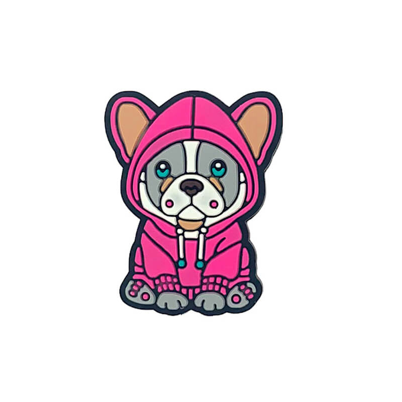 Silicone Focal Beads Bull Dogs Wearing Hoodies Front Facing 5