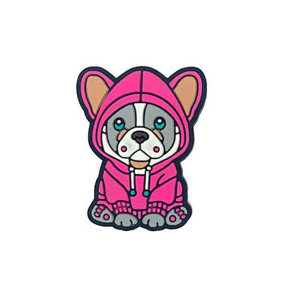 Silicone Focal Beads Bull Dogs Wearing Hoodies Front Facing 5