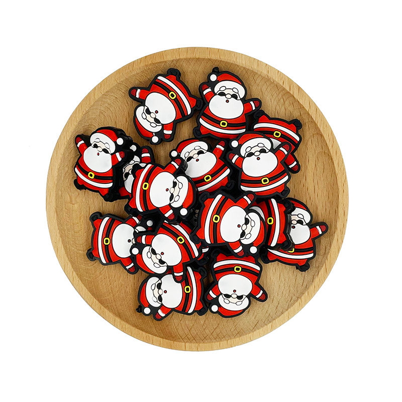 20pcs Silicone Focal Beads Santa Claus Front Facing Raised Arms 2
