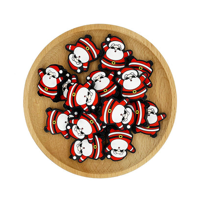 20pcs Silicone Focal Beads Santa Claus Front Facing Raised Arms 2
