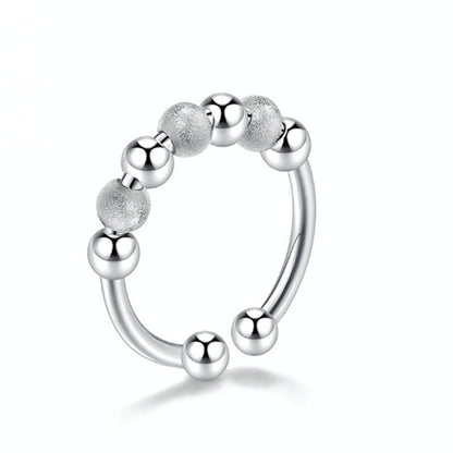 Adjustable Metal Fidget Ring with 7 Beads Anxiety Relief for Women Spinner Ring