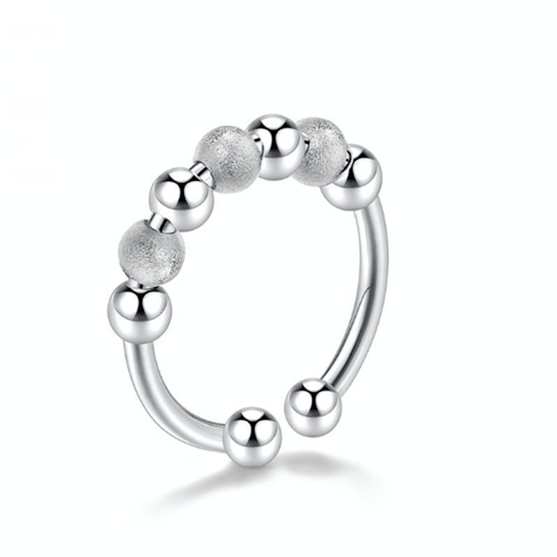 Adjustable Metal Fidget Ring with 7 Beads Anxiety Relief for Women Spinner Ring 2