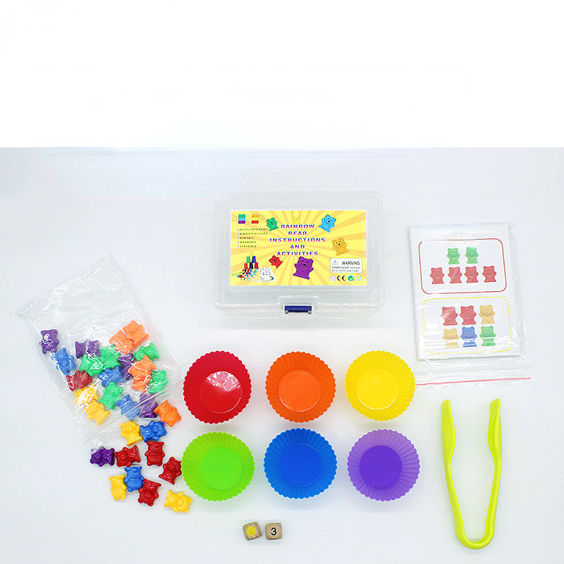 Color Sorting Montessori Toys Wooden Bear Counters for Toddlers 2