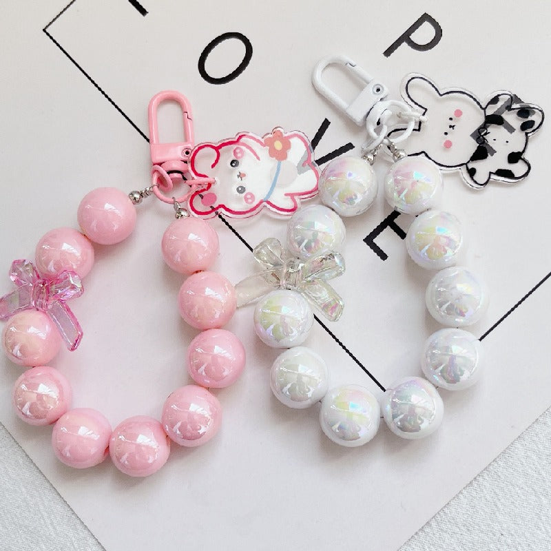Acrylic Rabbit Bear Beaded Keychain Bracelet Charm 3