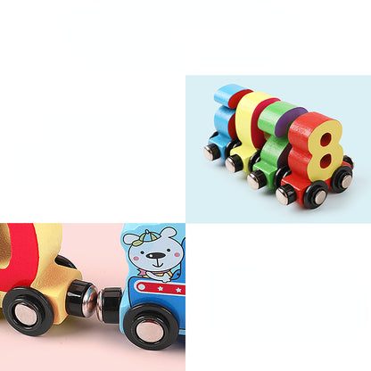 Wooden Montessori Toys Magnetic Digital Number Car Train for Kids 3
