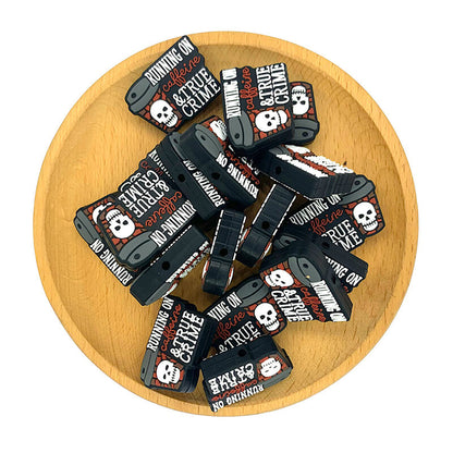Silicone Focal Beads Running On Caffeine And True Crime Coffee Skull Design 2