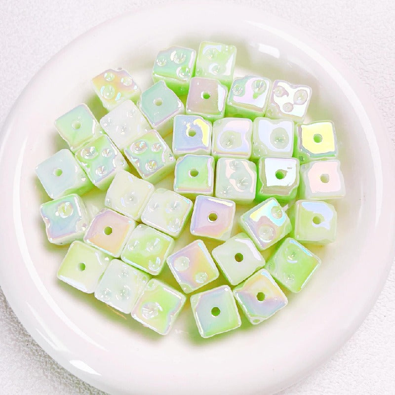10pcs 14.5mm Light In The Dark Acrylic Cheese Cube Beads 9
