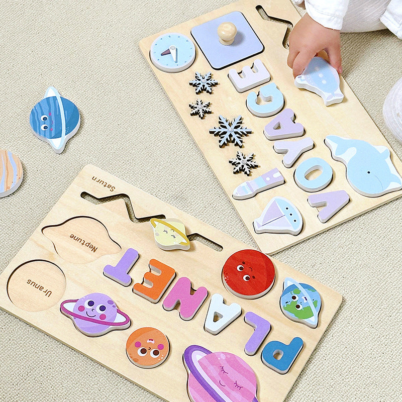 Wooden Montessori Toys Planet Hand Grab Board for Toddlers 3