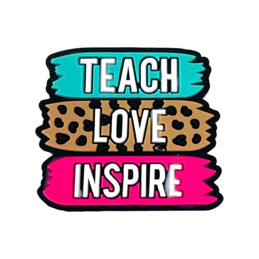 20pcs Silicone Focal Beads Teacher Love Inspire Painted Banner Design