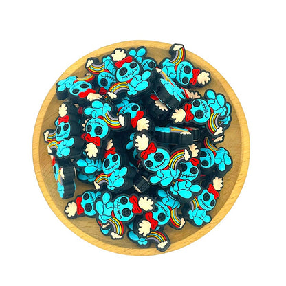 20pcs Silicone Focal Beads Blue Alien Character Large Ears Halloween Theme 2