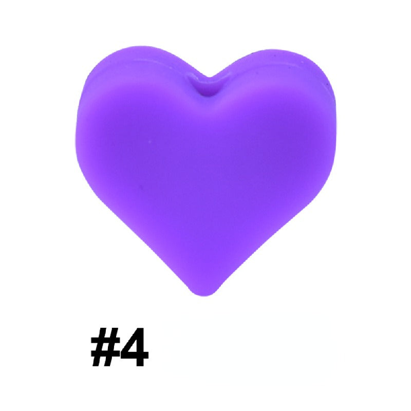 50pcs 14mm Heart Silicone Beads Colorful Diy Teether Accessories 8