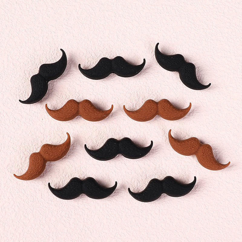 20Pcs Silicone Focal Beads Black Brown Beard Shape 7